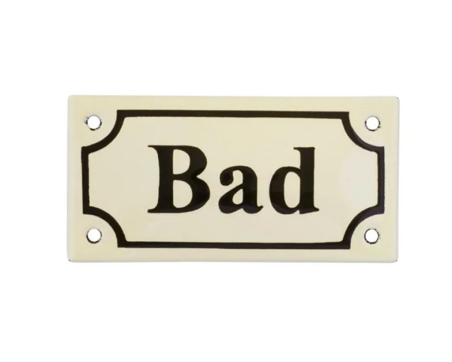 Emaljskylt - Bad vit/svart