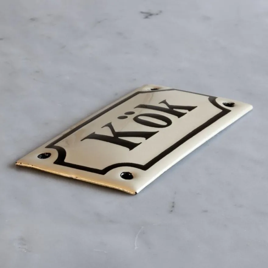 Emaljskylt - Kök vit/svart