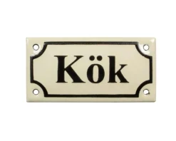 Emaljskylt - Kök vit/svart