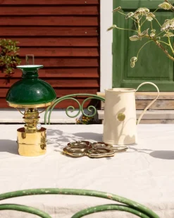 Fotogenlampa - Flaggskär mässing, grön skärm