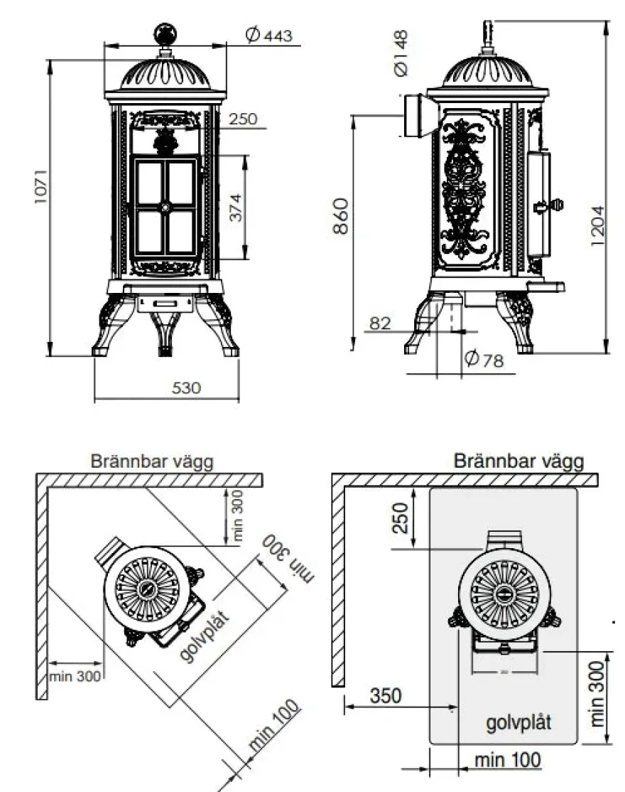 Gjutjärnskamin - Kamin Westbo Carl 120