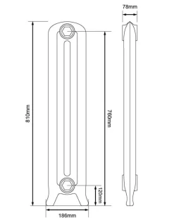 Gjutjärnsradiator Cambridge höjd 81 cm - Fotsektion