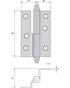 Gångjärn vinkelbockat - Konisk knopp