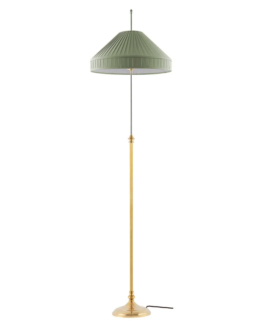 Golvlampa - Edfelt mässing, olivgrön skärm