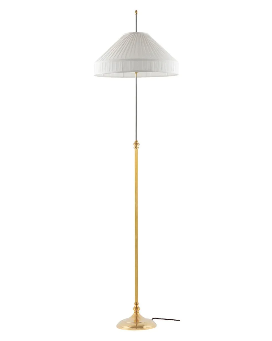 Golvlampa - Edfelt mässing, vit skärm