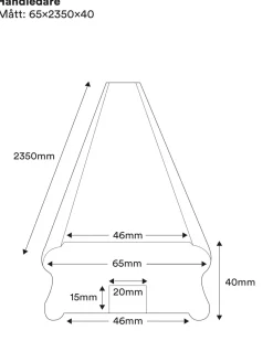 Handledare till räcke - 65 x 40 x 2350 mm