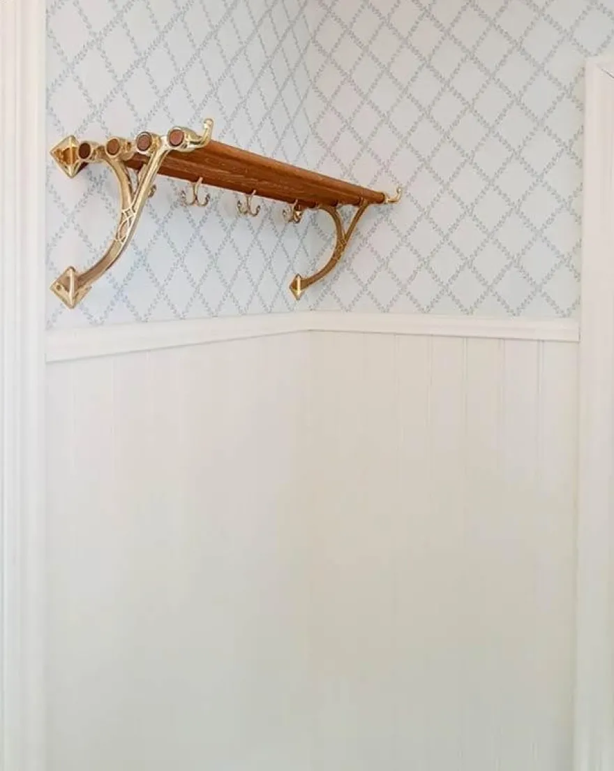 Hatthylla - Sekelskifte mässing & ek, 115 cm