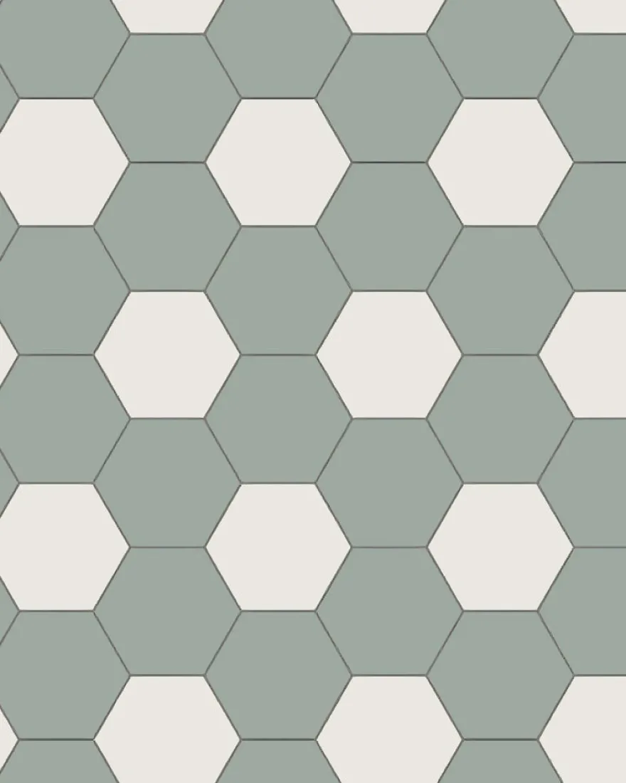 Hexagonklinker - 10 x 10 cm ljusgrön/vit
