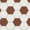 Hexagonklinker - 15 x 15 cm vit/röd