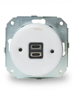 Insats USB-C uttag vitt porslin - Fontini infällt