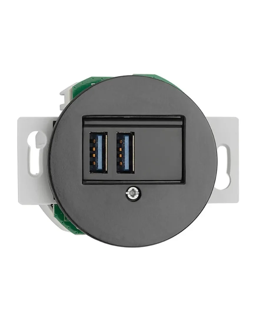 Insats USB-uttag svart porslin - THPG infällt