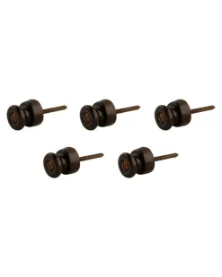 Isolatorknopp - Brun porslin/mässing 5-pack (utan mässingsskruv)