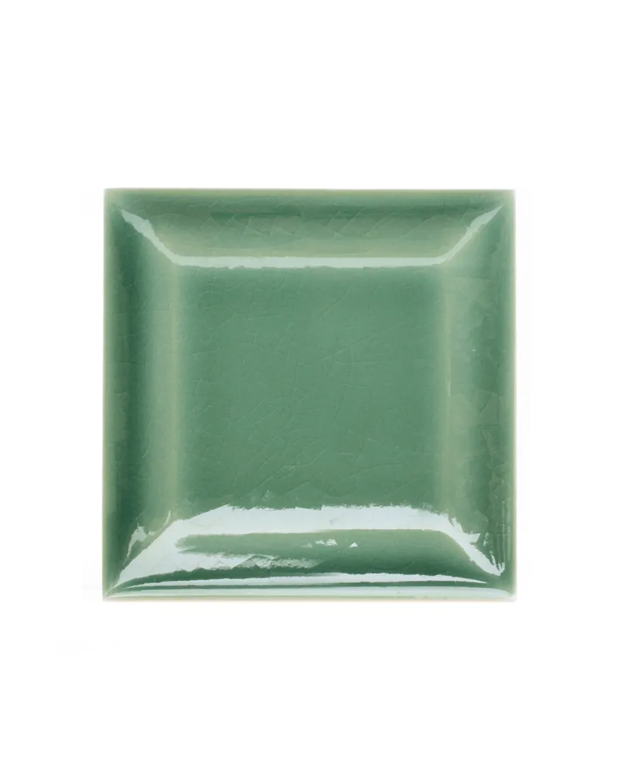 Kakel Bristol - Fasad kant 7,5 x 7,5 cm akvagrön, krackelerat