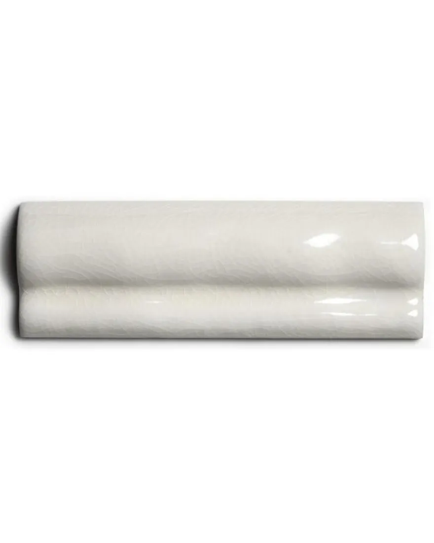 Kakel Mayfair - Krackelerad antikvit bröstlist 5 x 15 cm blank, lätt vågigt