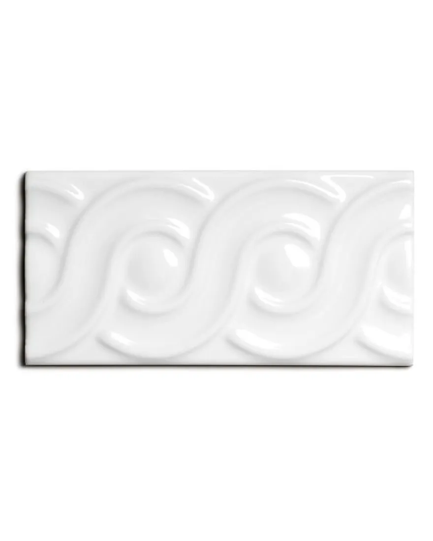 Kakel Victoria - Dekorlist bård öglor 7,5 x 15 cm vit, blank