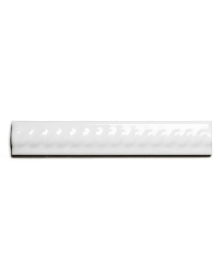 Kakel Victoria - Dekorlist bård räfflor 2,5 x 15 cm vit, blank