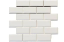 Kakel Victoria - Fasad kant (mini på nät) 5 x 10 cm vit, blank
