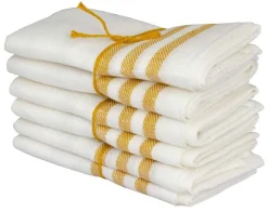 Kökshandduk 2-pack - Lin 50x70 cm, rand benvit/ockra