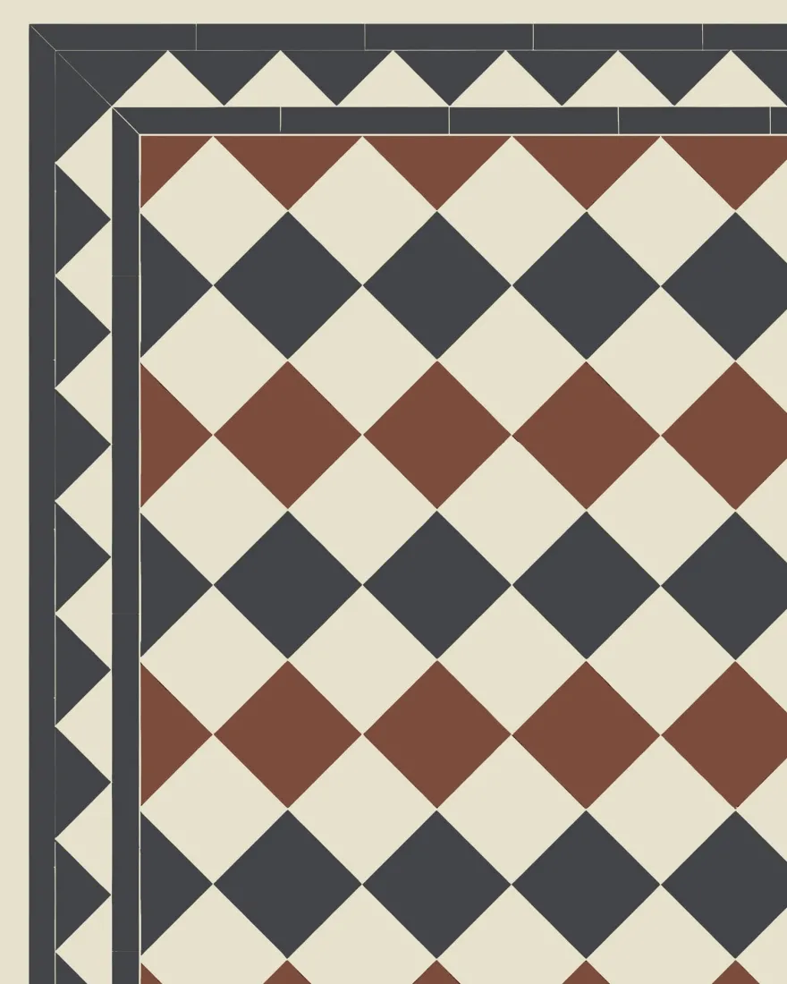 Klinker - Birmingham 15 x 15 cm gulvit/röd/svart