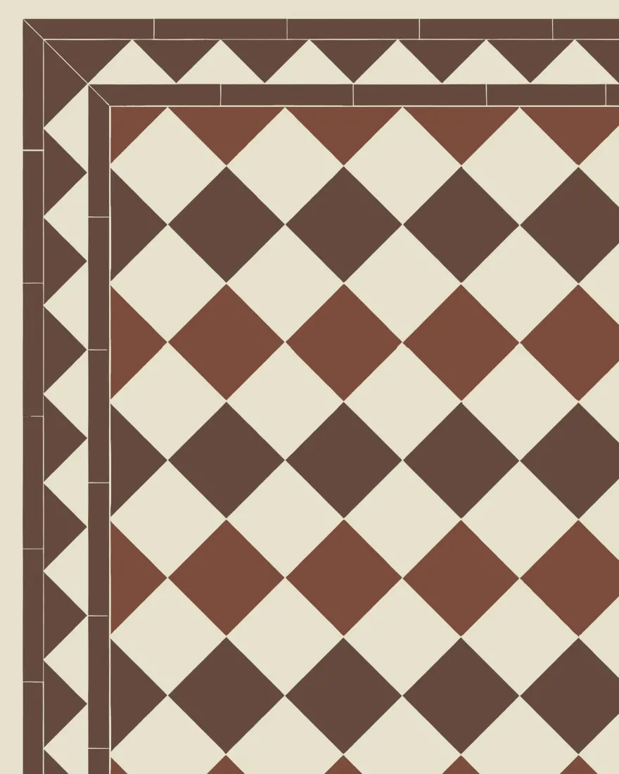 Klinker - Birmingham 15 x 15 cm gulvit/röd/chokladbrun