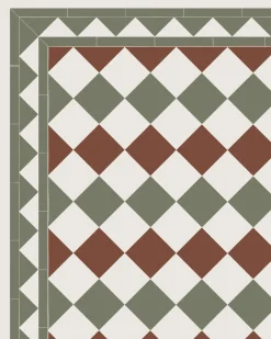 Klinker - Birmingham 15 x 15 cm vit/röd/Australian green
