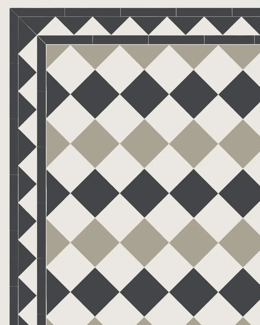 Klinker - Birmingham 15 x 15 cm vit/svart/ljusgrå