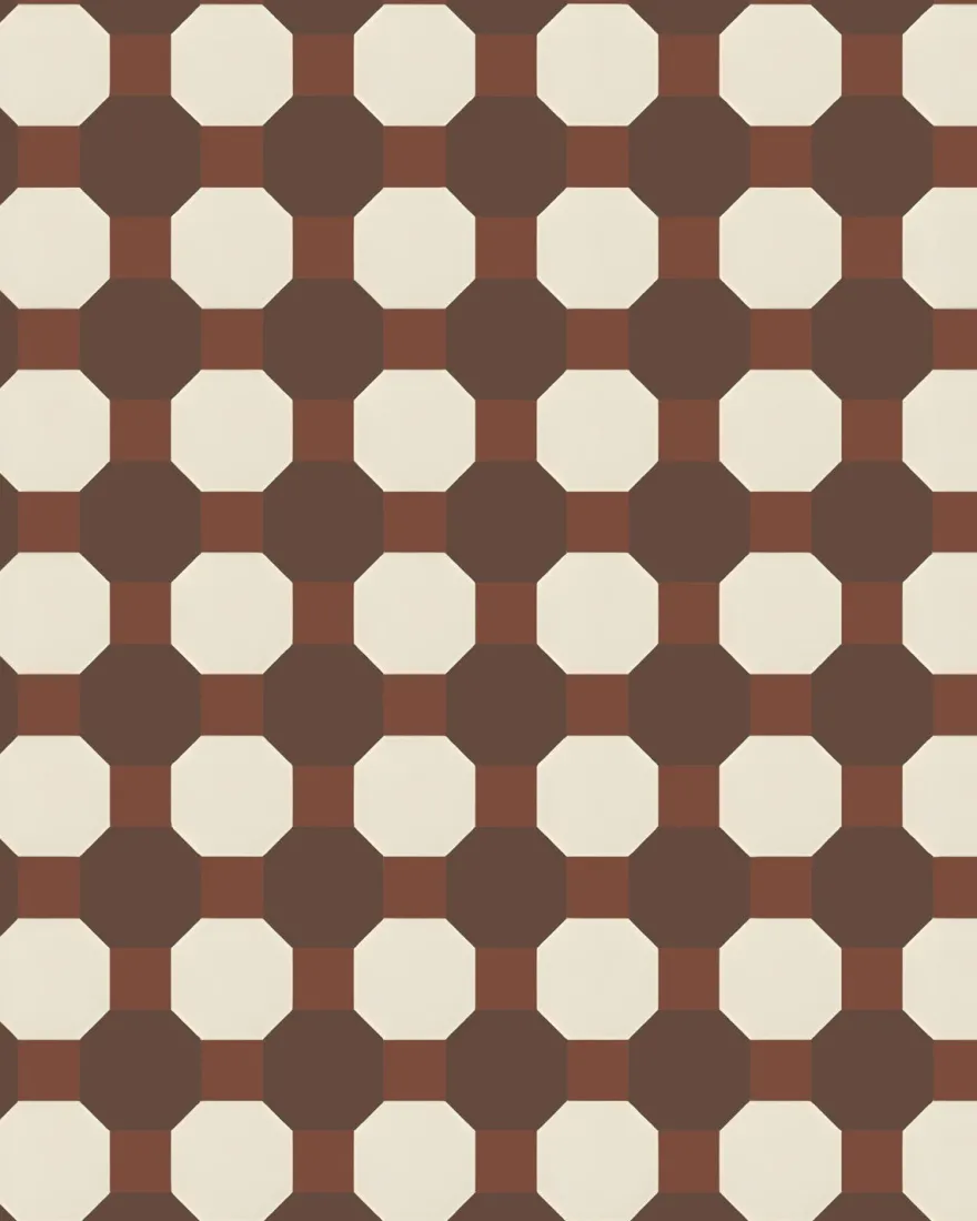 Klinker - Cotswolds Oktagon 10x10 cm chokladbrun/gulvit/röd