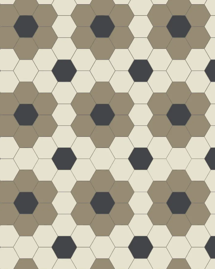Klinker - Darlington Hexagon 10x10 cm mullvadsgrå/gulvit/svart