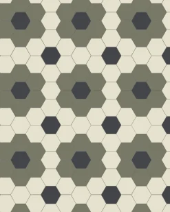 Klinker - Darlington Hexagon 10x10 cm Australian green/gulvit/svart