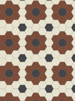Klinker - Darlington Hexagon 10x10 cm röd/gulvit/svart