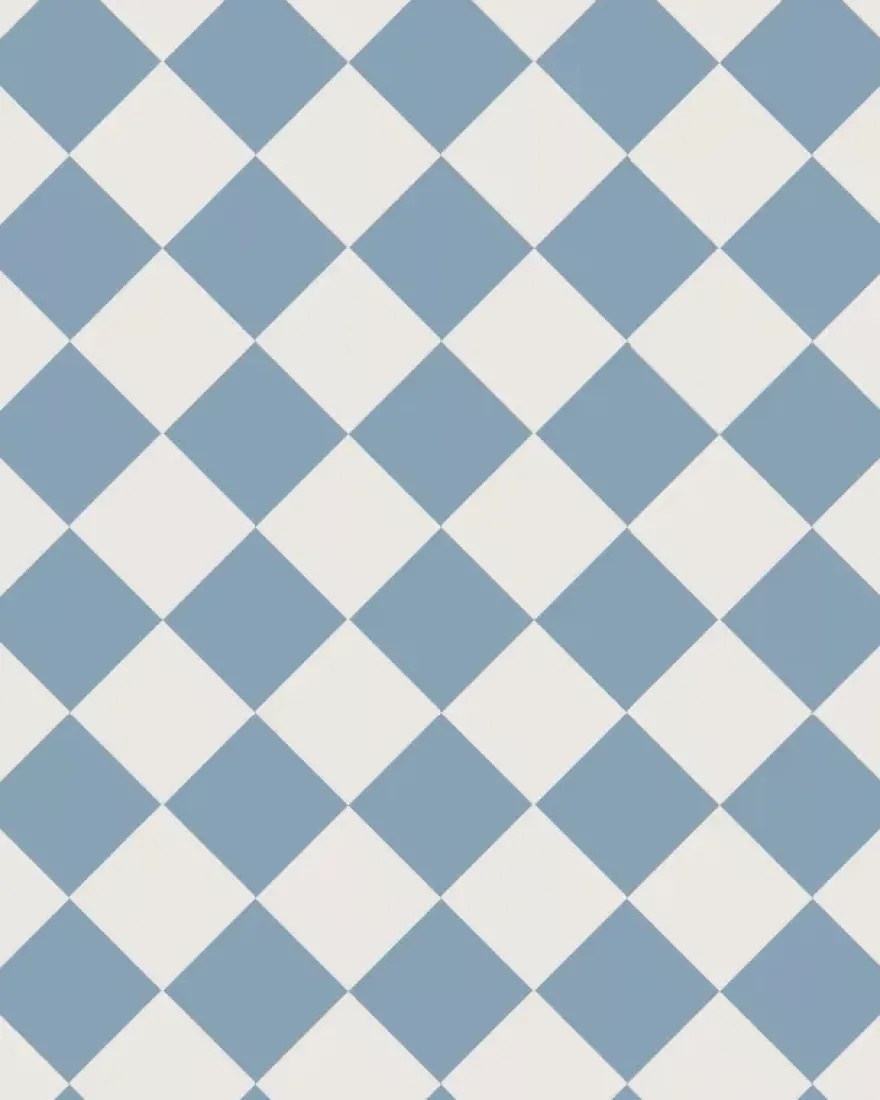 Klinker - Schackrutigt 10 x 10 cm ljusblå/vit