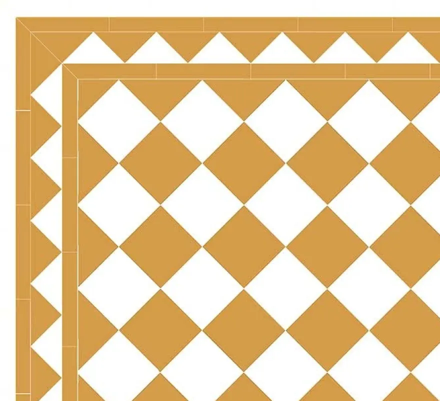 Klinker - Schackrutigt 15 x 15 cm ockragul/vit