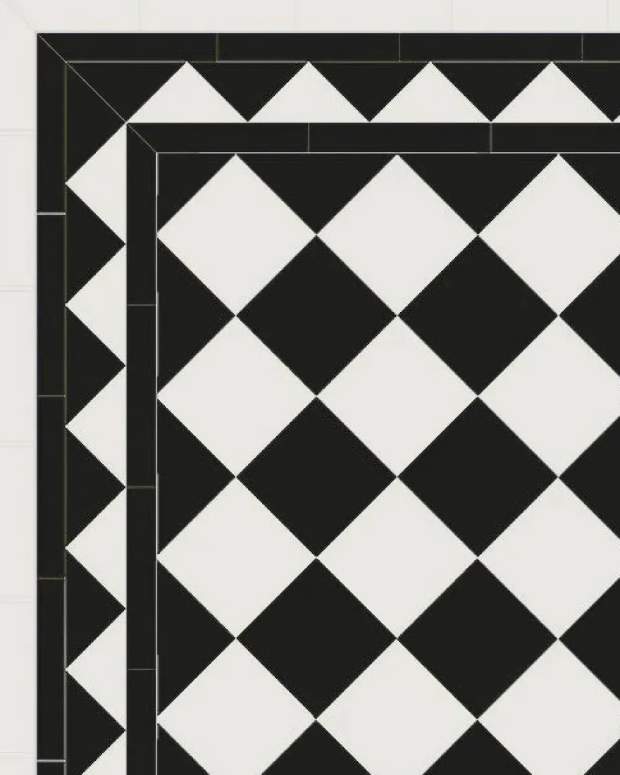 Klinker - Schackrutigt 15 x 15 cm svart/vit