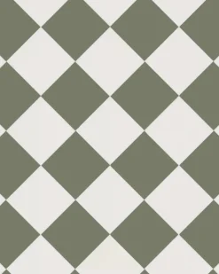 Klinker - Schackrutigt 15 x 15 cm vit/grön - Australian green