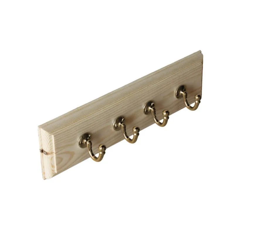 Kroklist 35 cm furu med enkelkrok mässing stor