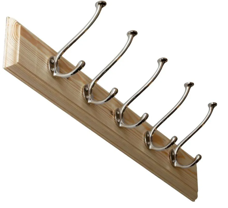 Kroklist 65 cm furu med hattkrok - Bårebo nickel
