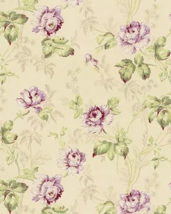 Lim & Handtryck Tapet - Belle epoque beige/grön/ljuslila