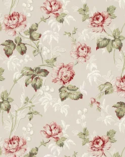 Lim & Handtryck Tapet - Belle epoque grå/röd/vit