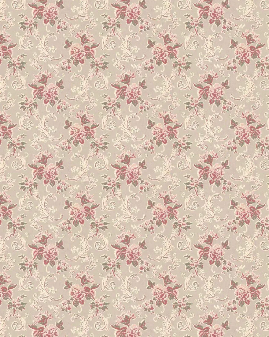 Lim & Handtryck Tapet - Hovdala blomma vit/rosa