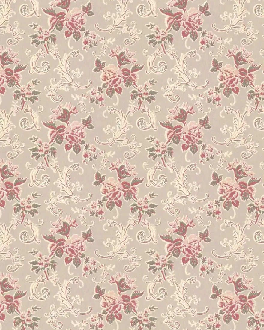 Lim & Handtryck Tapet - Hovdala blomma vit/rosa
