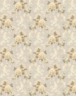 Lim & Handtryck Tapet - Hovdala blomma vit/gul
