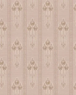 Lim & Handtryck Tapet - Jugendros beige/guld