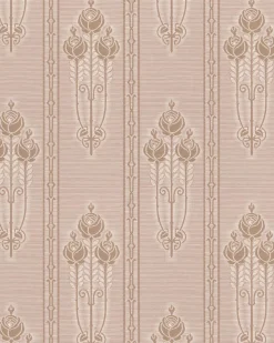 Lim & Handtryck Tapet - Jugendros beige/guld