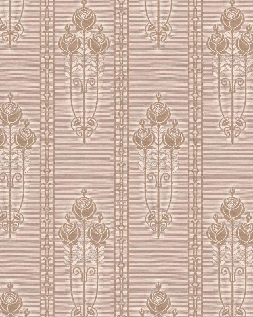 Lim & Handtryck Tapet - Jugendros beige/guld