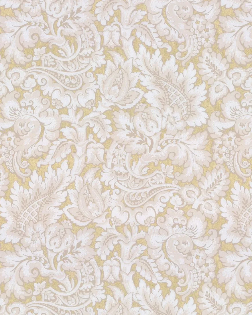 Lim & Handtryck Tapet - Kashmir beige/guld