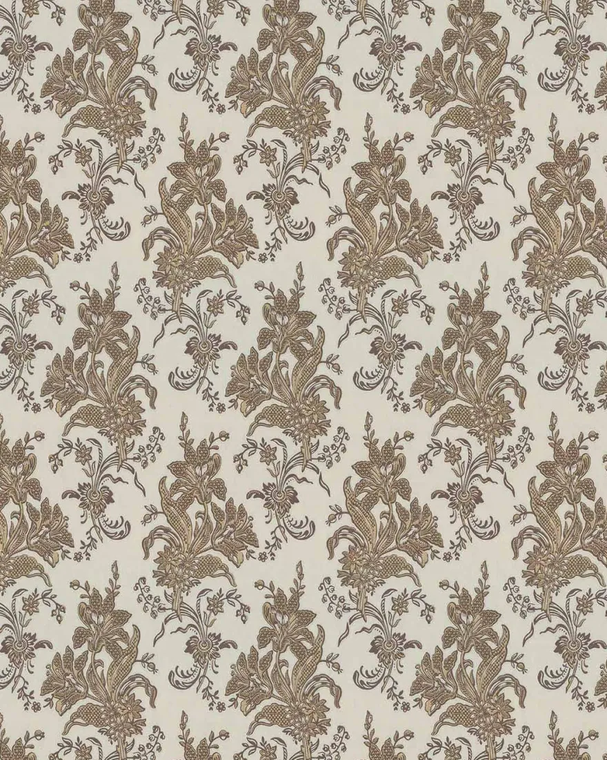 Lim & Handtryck Tapet - Liljor beige/guld