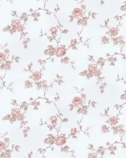 Lim & Handtryck Tapet - Rosen blå/rosa
