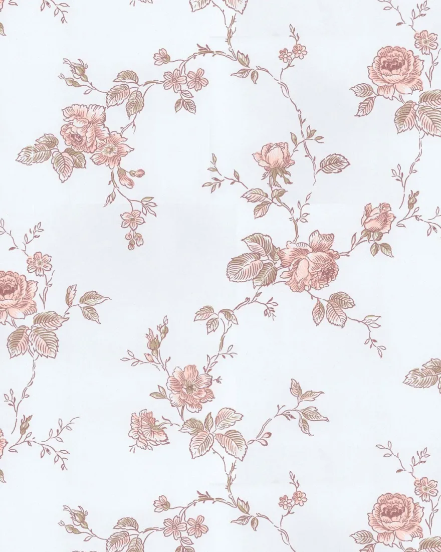 Lim & Handtryck Tapet - Rosen blå/rosa