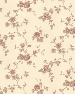 Lim & Handtryck Tapet - Rosen gul/rödbrun