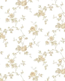 Lim & Handtryck Tapet - Rosen vit/gul